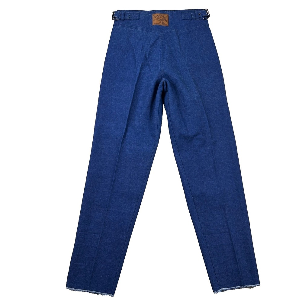 Vtg MBS International Jeans Womens 2 Pleat High Rise Taper 27x29 Buckles Indigo - Picture 2 of 9